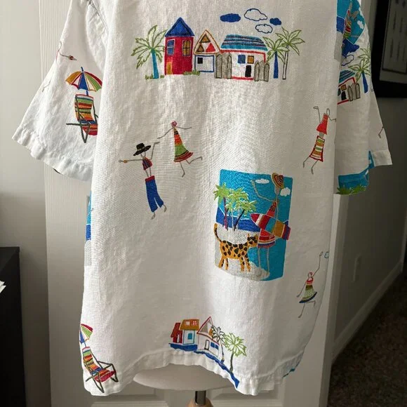 Short Sleeve Linen Blouse Hot Cotton Size 1X - Picture 2 of 5